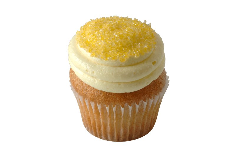 A honey calamansi cupcake with sugar-sprinkled frosting